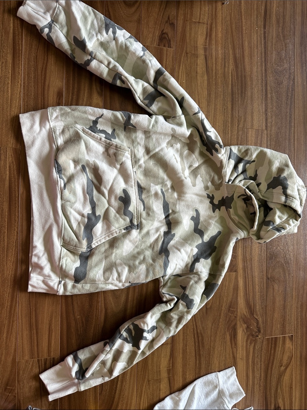 Aritzia Tna Hooded Pullover in Green, Beige & Red Trim